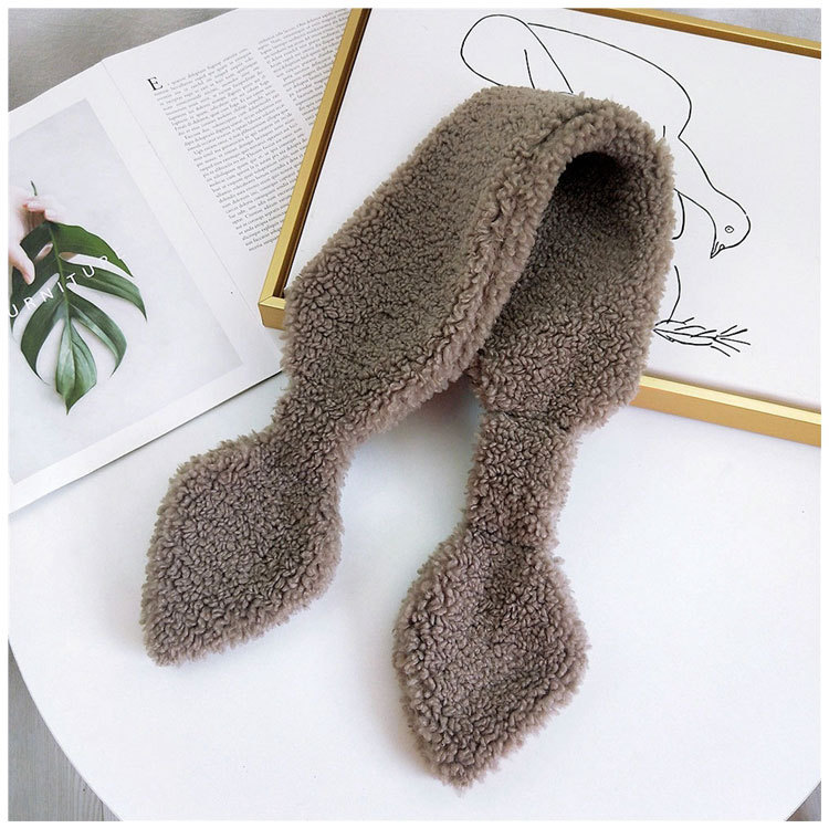 Pointed Cross Solid Color Scarf Female Winter Thick Couple Curl Plush Scarf Student Warm Scarf display picture 2