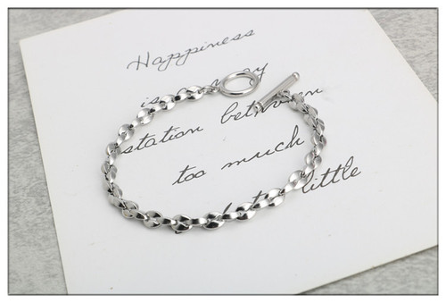 European and American fashionable personality hip-hop one-word buckle titanium steel coffee bean necklace stainless steel ingot chain OT buckle men's and women's bracelets