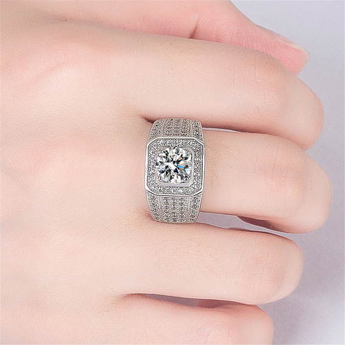 European and American exaggerated cross-border men's full diamond fashion ring live mouth Korean version male ring hot selling jewelry wholesale direct sales