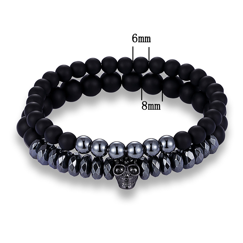 Geometric, Skull Pattern Men's Gender Simple Style Geometric Skull Glass Halloween Men's Bracelets Men Beaded Bracelets
