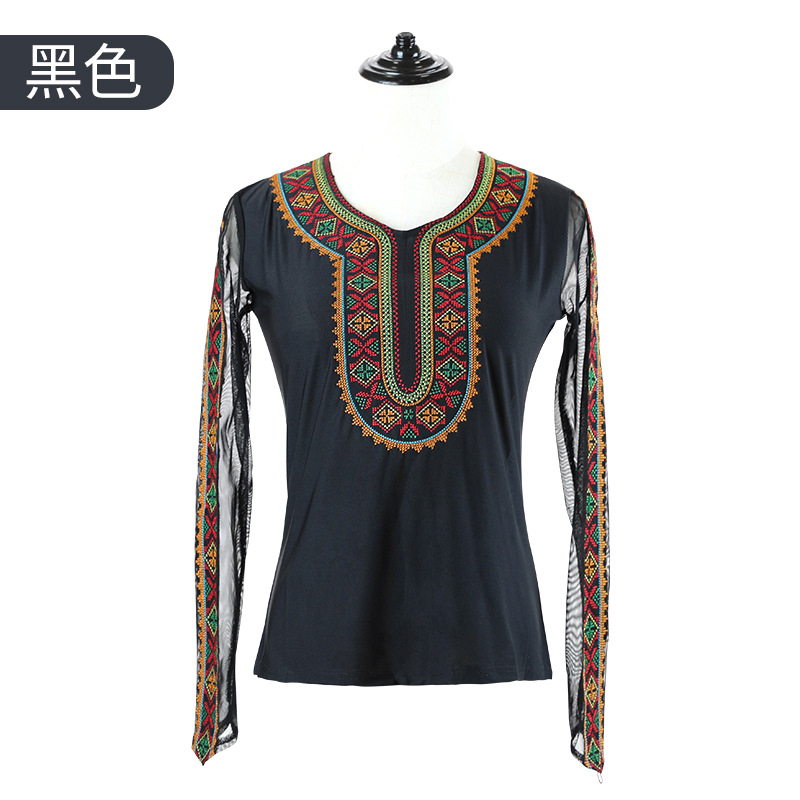 Uigur danza ropa Top Xinjiang Uygur arte examen práctica ropa de manga larga femenina bordado adulto Universidad image 5