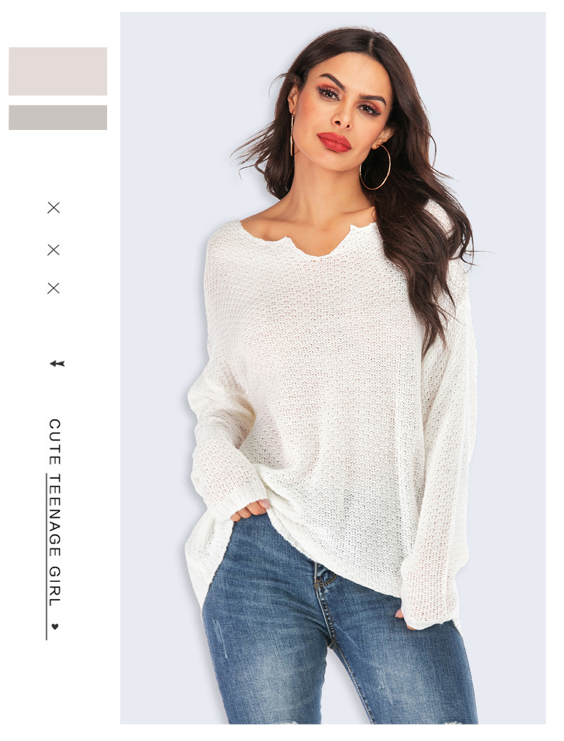 spring and summer new women s long-sleeved V-neck pullover  NSYH19613