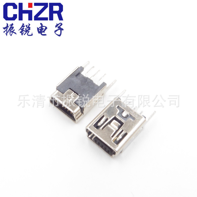 振锐直销迷你USB立式直插直脚 mini-USB立式5脚直插USB插口插座