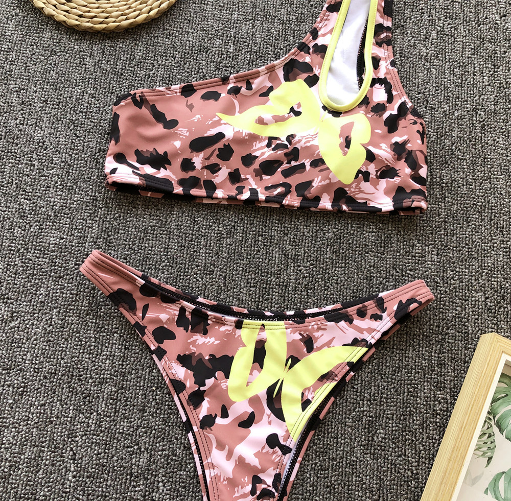   ladies split swimsuit one-shoulder leopard print series hot sale NSDA1193