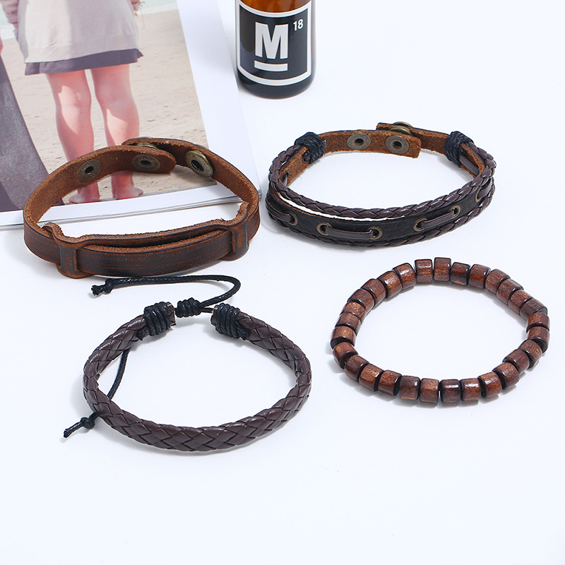 New Vintage Woven Leather Leather Bracelet display picture 2
