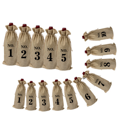 number Red wine bag champagne Wine Wine Gift Bags 15*35 Drawstring dustproof Linen Bundle pocket