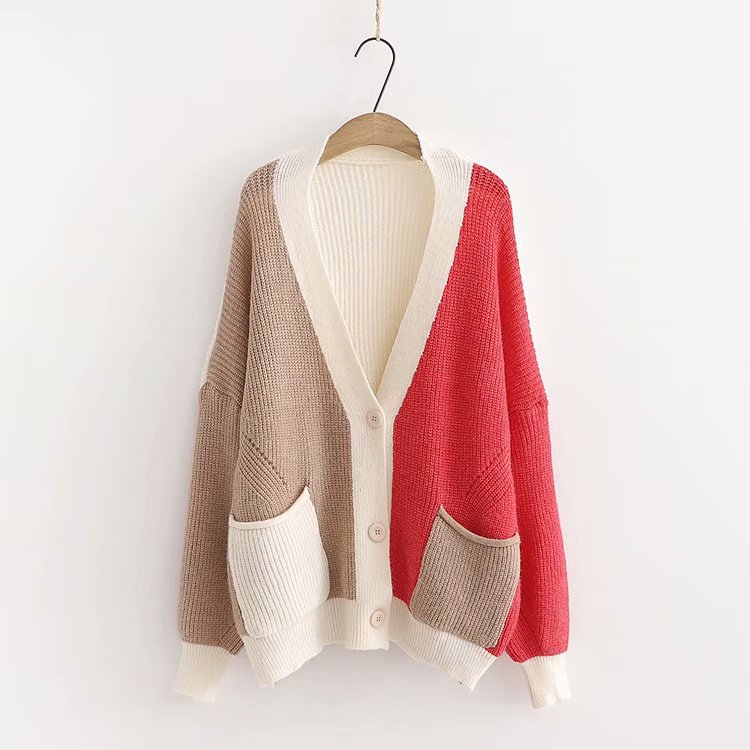 Đầu mùa thu mới màu tương phản nhỏ cardigan (5) .jpg