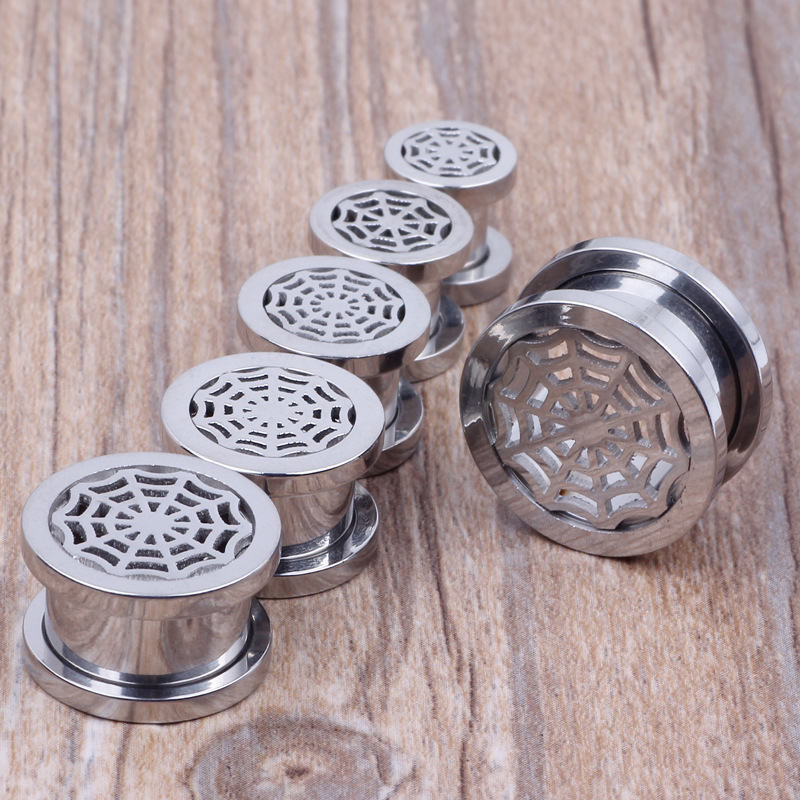 Stainless Steel Spider Mesh Ear Expander - 16mm Geometric Ear Plug for Stretched Earlobes detail image 8