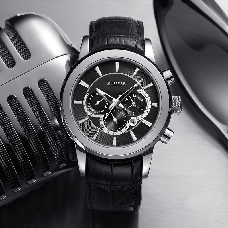 正品热卖瑞马仕RUIMAS商务全自动机械表男皮带多功能男士手表6767
