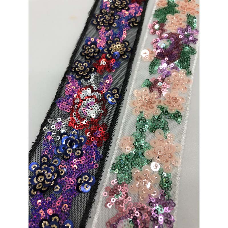 15码厂家现货直销网布刺绣亮片织带 服装鞋包DIY辅料花边彩带
