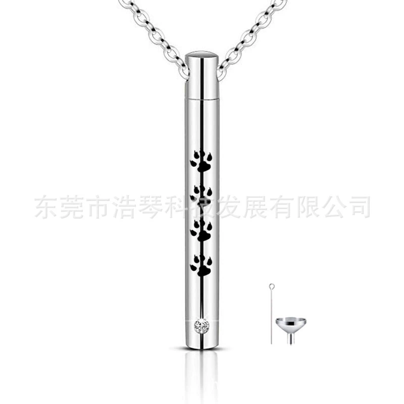 Титановая сталь U-образный цилиндрический пепельный ожерелье из нержавеющей стали Лапа Печати пепельный шкатулка кулон домашнее животное пепельный ожерелье флакон духов