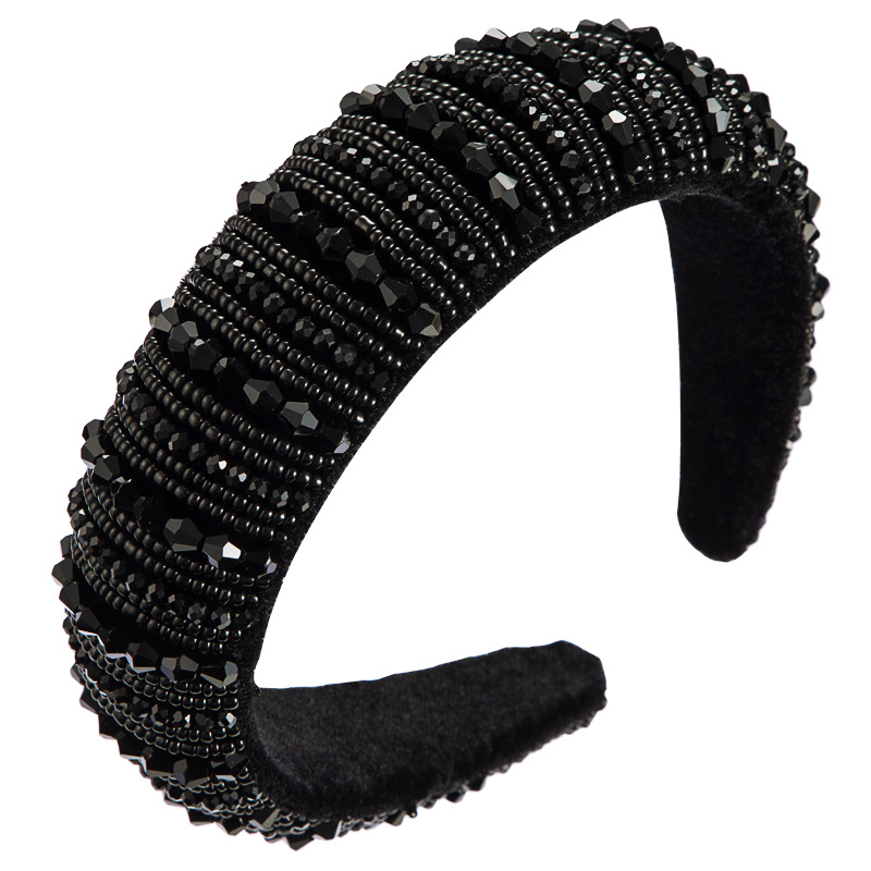 Headband female high-end simple wide-brimmed fashion handmade beaded ...