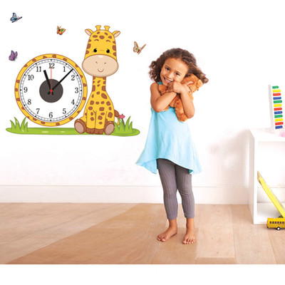 创意diy挂钟机卡通儿童pvc时钟 墙贴工艺品创意装饰钟表clock