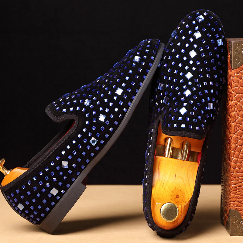 Leather shoes Men's fashion men's shoes rhinestone small leather shoes_vogvips.com