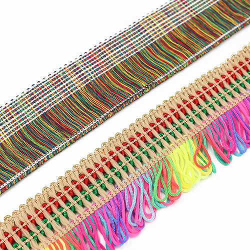Edging 3 Indian Style Small Plaid Mixed Color Ethnic Seven Color Fringe Curtain Fabric Accessories