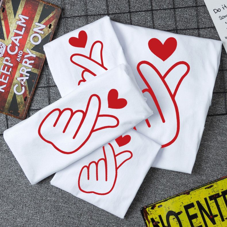 爱你比心 招代理 亲子装 2020夏季新款儿童亲子装短袖T恤沙滩装潮|ms