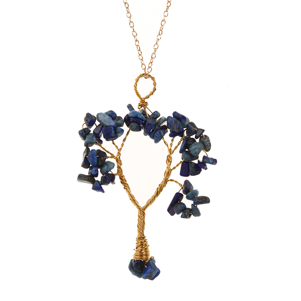 Fashion Tree Alloy Plating Natural Stone Pendant Necklace 1 Piece