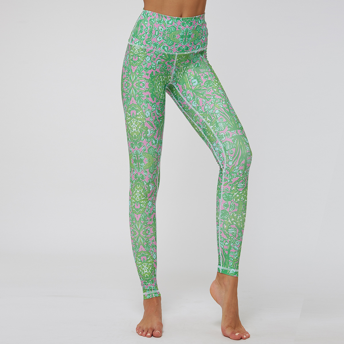 high waist sports yoga printed slim breathable leggings  NSNS12776