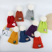 聖誕毛線帽新款冬季男女童保暖針織帽親子款加厚小鹿套頭帽帶球
