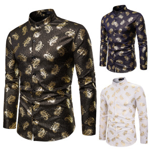 Men’s fashionable long sleeve printed shirt