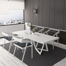 简约北欧实木餐桌椅组合白色客厅吃饭桌设计师创意休闲会客洽谈桌