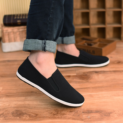 2018 classic Old Beijing Cloth shoes man black Flat bottom comfortable Driver shoes Lazy man ventilation dad
