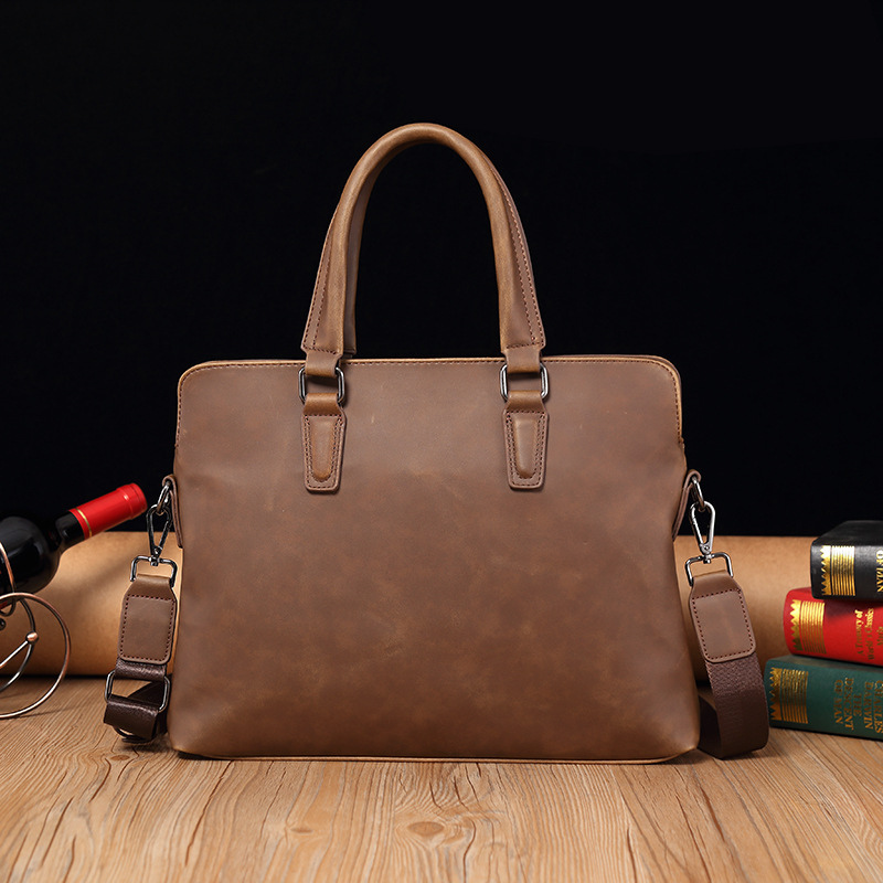 Borsa a tracolla Crazy Horse alla moda versione coreana 2025, in morbida pelle PU, per laptop, casual, da uomo_voghion.com