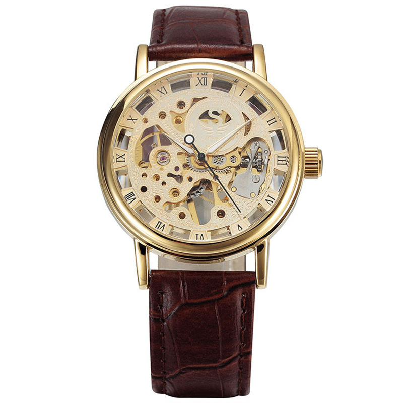 SEWOR hombres reloj mecánico automático hueco transparente inferior Correa reloj manual/automático 606