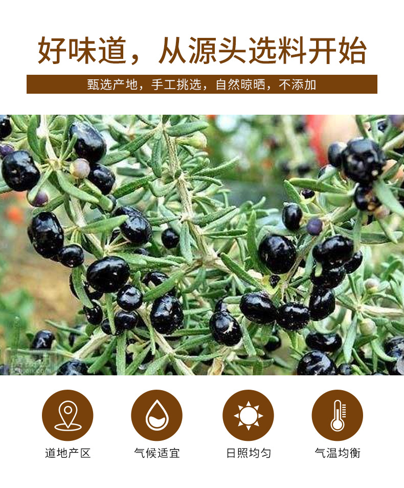 Black Goji Berry 200g (Lycium ruthenicum) — Dried Food Herb for Cold-Brew Tea key features