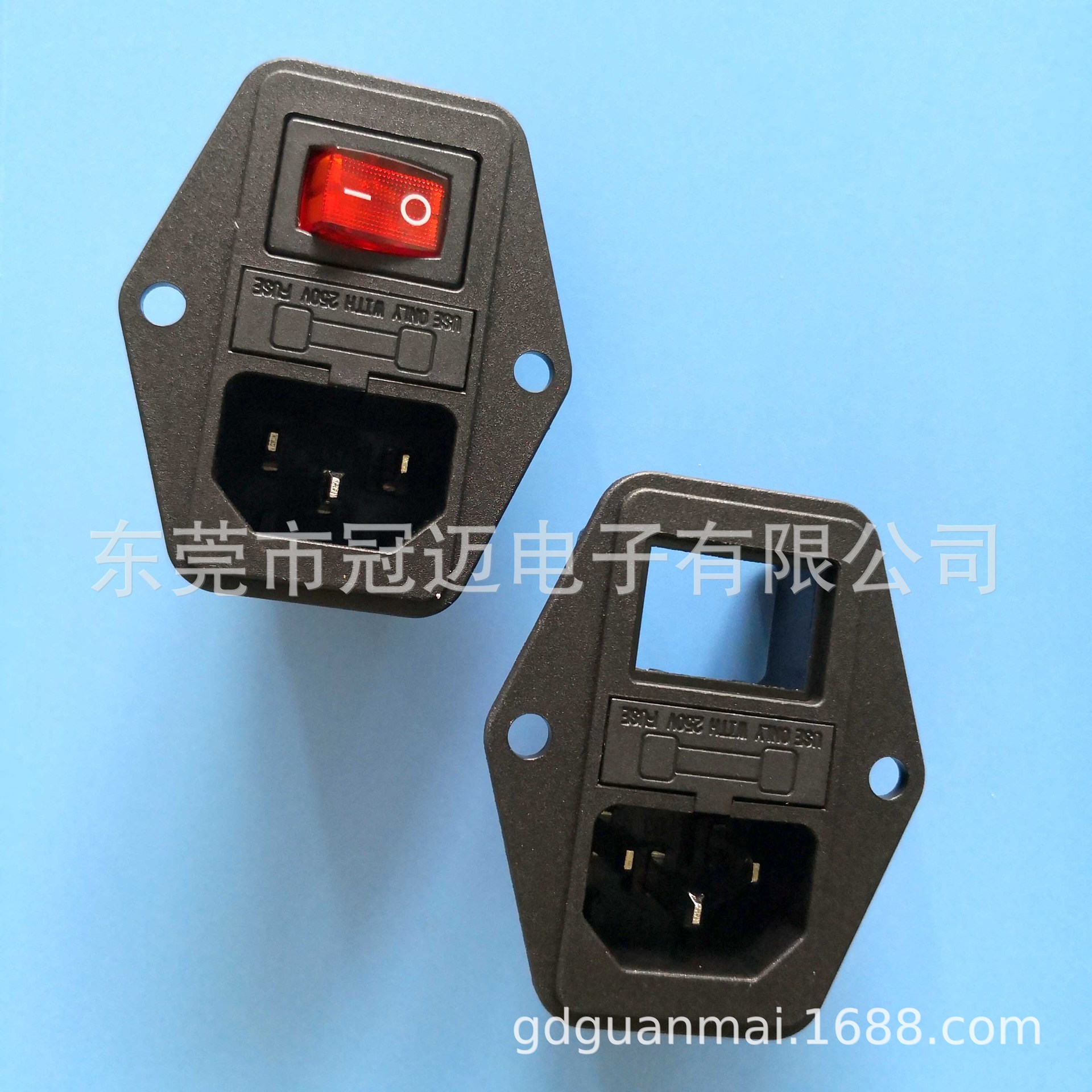 DB-14-F6 电源插座 三合一 保险丝 带船形开关 带灯品字C14