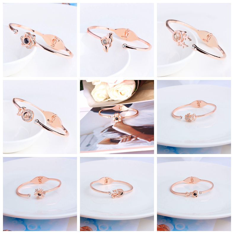 Japanese and Korean simple fashion trend open projection bracelet a deer has you 100 languages I love you projection jewelry