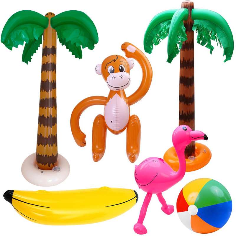 Pvc Aufblasbare Kokospalme Flamingo Strand Ball Banana Schwimmen Spielzeug display picture 1