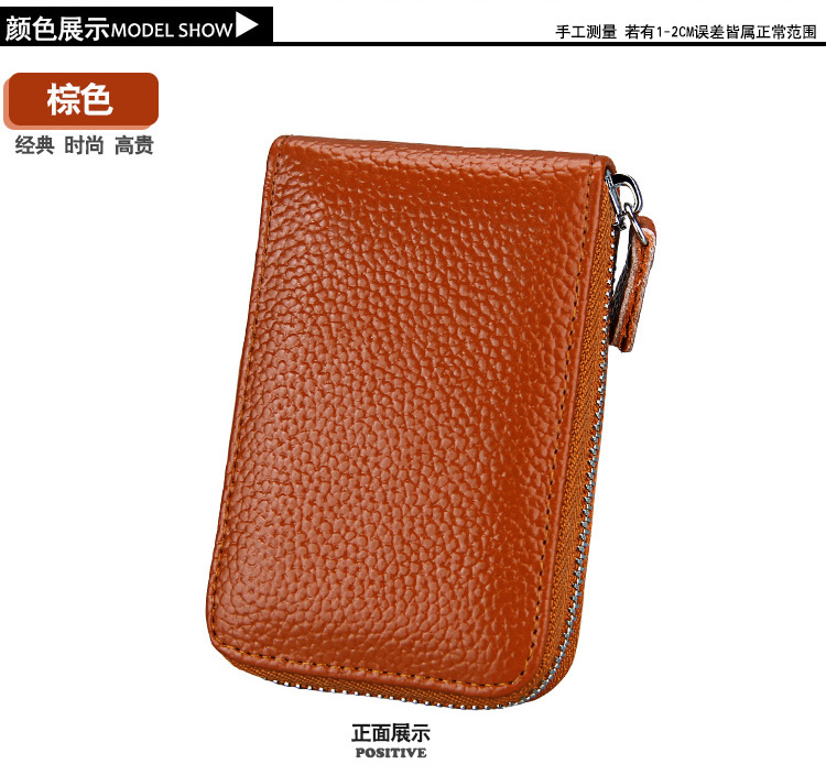 60g Weight Zipper Closure Type Business Occasion Genuine leather Material Solid Color Pattern Unisex Gender Coffee, Royal Blue, Orange, Dark Blue, Pink, Purple, Red, Green, Yellow, Black Color Unisex Solid Color Genuine Leather Coffee Royal Blue Orange Zipper Card Holders 11