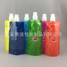 骑行户外480ml塑料折叠水壶定制 带挂扣500ML运动水袋源头厂家