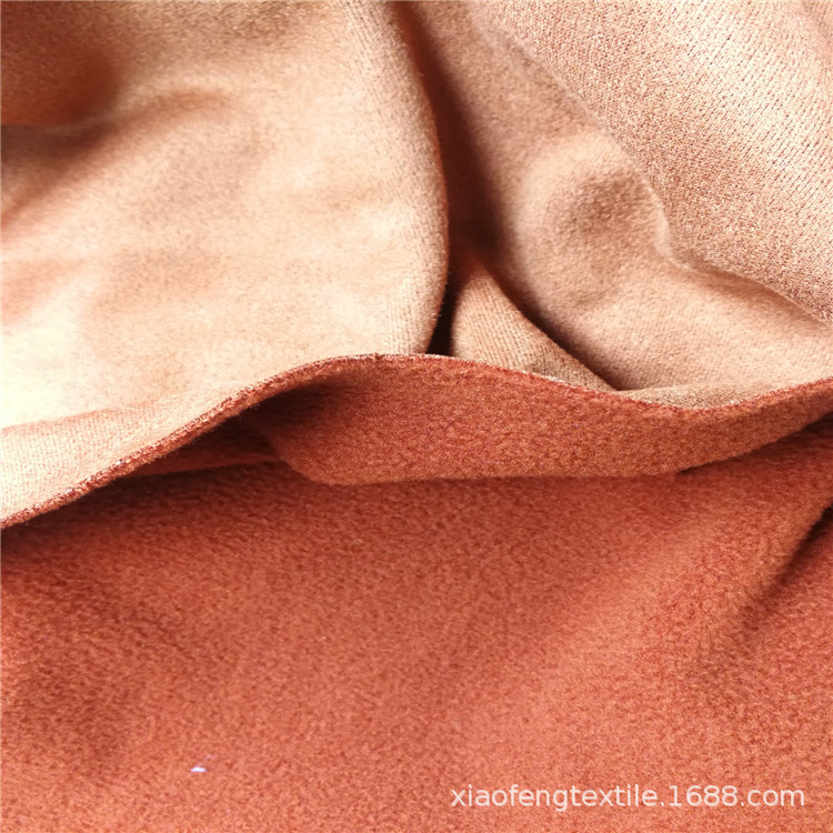 秋冬款保暖休闲服风衣仿皮绒摇粒绒面料，有弹针织麂皮绒摇粒绒