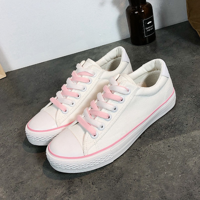 new pattern Street beat Korean Edition Flat bottom colour girl canvas shoe White shoes ins Street skateboard shoes