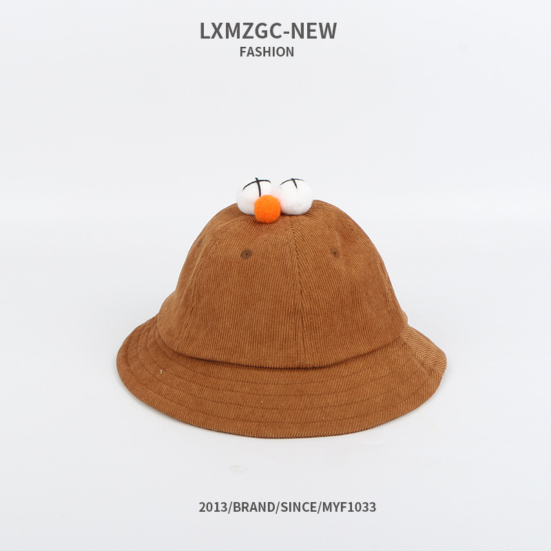 Korean Style Cute Eyes Corduroy Children's Fisherman Hat display picture 3