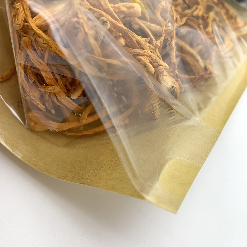 In-stock kraft paper vertical bone bags, self-standing and self-sealing bags, food packaging bags, semi-transparent kraft paper sealed bags pic 17