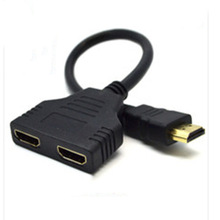 HDMI 一分二线 HDMI双包胎线 高清线一分二转接线 HDMI一公二母线