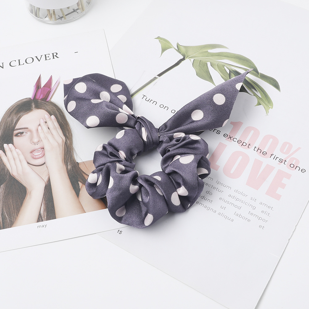 New Fashion Dot Dot Wave Ear Rabbit Fabric Streamer Cheap Scrunchies Wholesale display picture 2