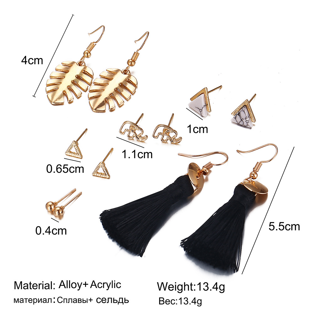 New  Diamond Tassel 6 Pairs Of Earrings  Set display picture 3