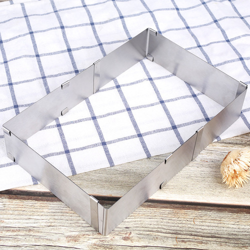 Wholesale large stainless steel adjustable retractable rectangular mousse ring cake baking mold