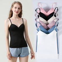 夏裝韓版新款女士莫代爾一片式無鋼圈文胸式吊帶 一體背心 批發