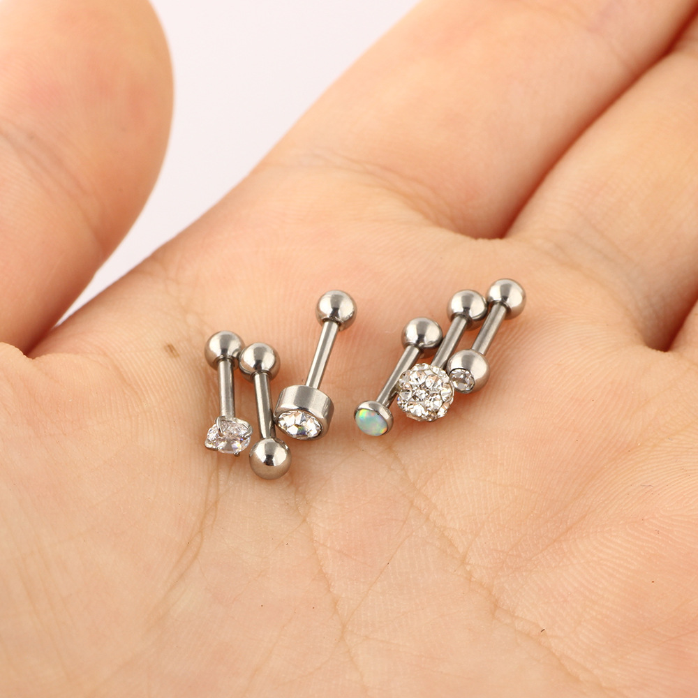 Heart Shaped 12pcs Zircon Ear Bone Nail Stainless Steel Lip Piercing Stud Set Fashion Jewelry detail image 3
