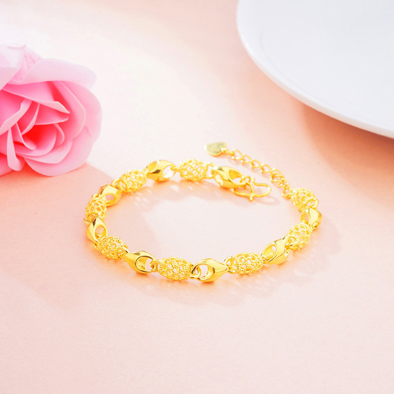Venta al por mayor de Vietnam oro hueco exquisito pulsera Chapado en cobre 24K oro joyería de la mano de las mujeres transfronterizas accesorios calientes