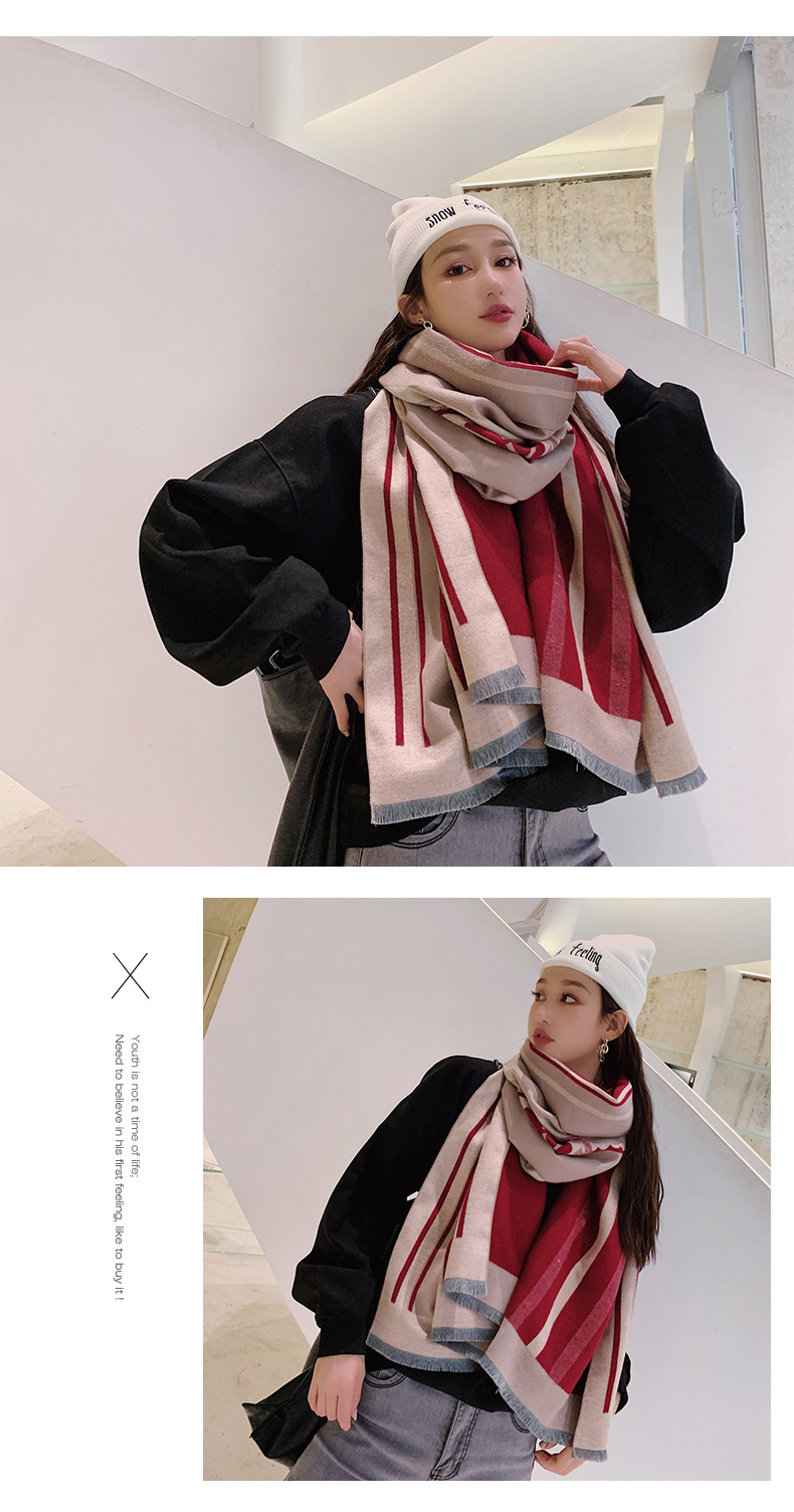 Korean Warmth Thick Imitative Cashmere Scarf display picture 26