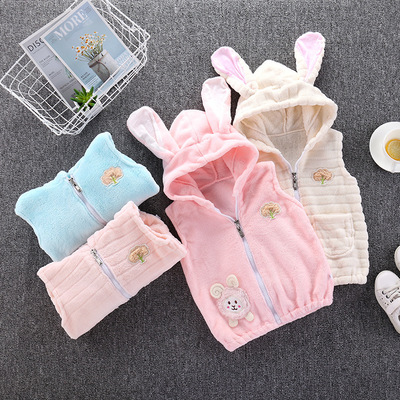 2019 new pattern Children's clothing children Autumn and winter keep warm vest girl Flannel Vest Female baby Plush Cardigan