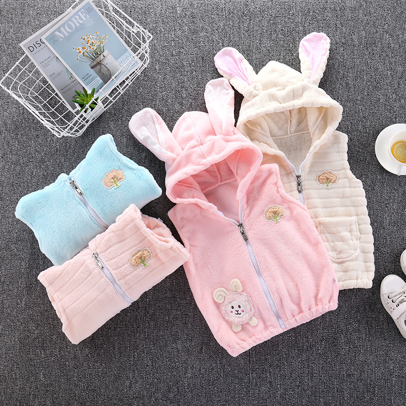 2019 new pattern Children's clothing children Autumn and winter keep warm vest girl Flannel Vest Female baby Plush Cardigan