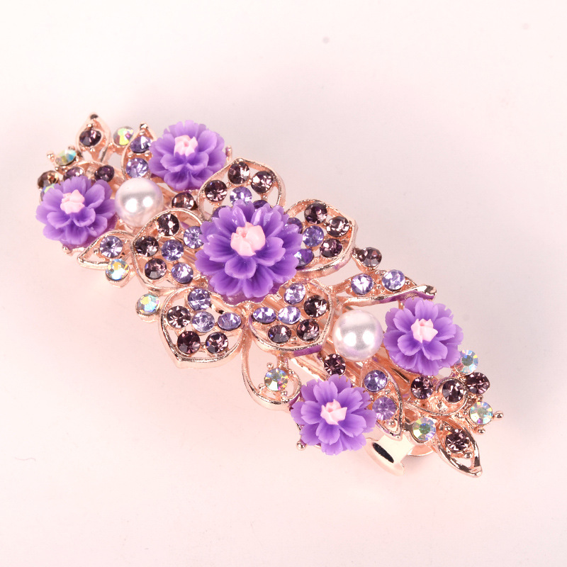 Luxurious Flower Alloy Plating Rhinestones Insert Comb display picture 3