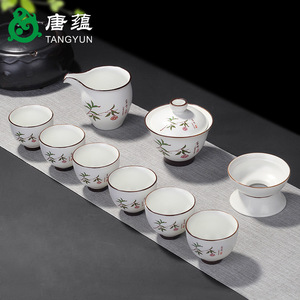 厂家批发 创意定窑功夫茶具套装陶瓷茶杯茶壶德化白瓷可定制LOGO